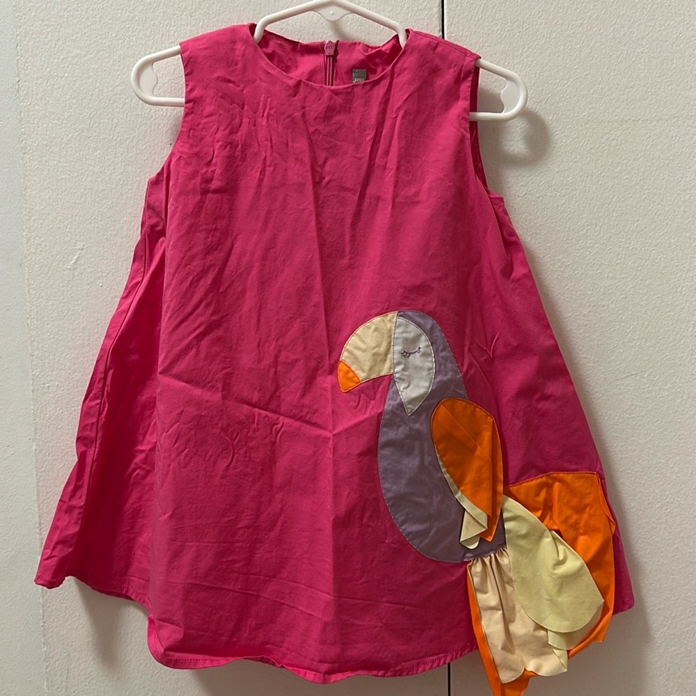 Il Gufo a-line fuchsia elegant summer dress with bird embroidery size 2T